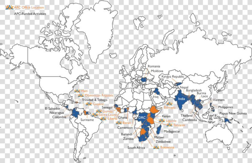 Map Showing Apc Office Locations And Country Presence   Continent Is Iceland Apart  HD Png DownloadTransparent PNG