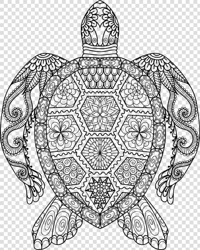 Sea Turtle Line Drawing   Mandala Animal Colouring Pages  HD Png DownloadTransparent PNG