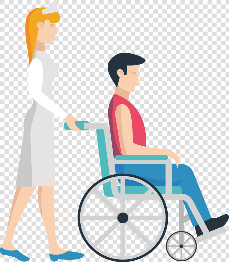 Clipart Hospital Wheelchair   Nurse Pushing Wheelchair Clipart  HD Png DownloadTransparent PNG