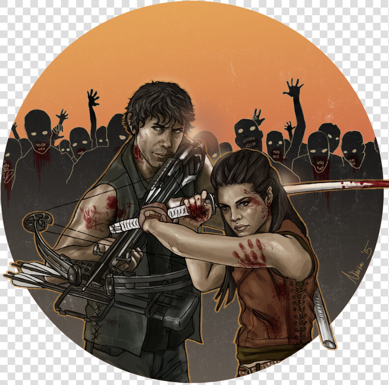 The 100 The Walking Dead Crossover Blake Siblings edit   Octavia Blake And Daryl Dixon  HD Png DownloadTransparent PNG