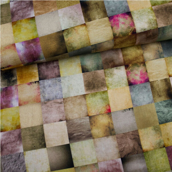 Cotton Canvas Printed Squares Multicolored   Wood  HD Png DownloadTransparent PNG