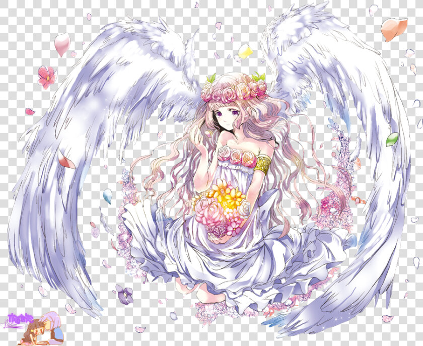  girl  anime  chica  otaku  flower  person  persona   Angel Anime Girl Render  HD Png DownloadTransparent PNG