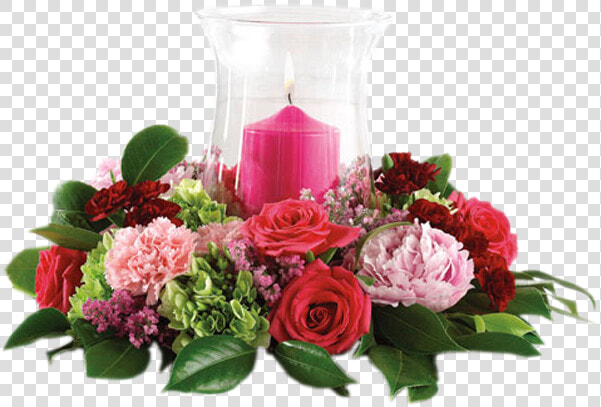 Floral Arrangements With Candle  HD Png DownloadTransparent PNG