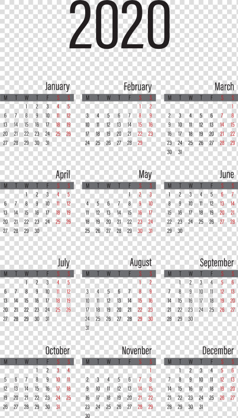 2020 Calendar Large Transparent Image   2020 Year Calendar Printable  HD Png DownloadTransparent PNG