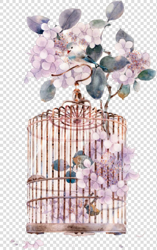 Art Chinese Cage Watercolor Miyou Asian Painting Clipart   Watercolor Painting  HD Png DownloadTransparent PNG