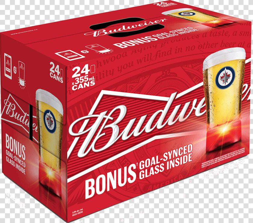 Budweiser Winnipeg Jets Pack With Red Light Goal synced   Budweiser Beer 473 Ml  HD Png DownloadTransparent PNG