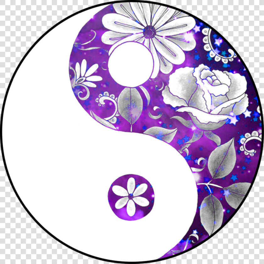 Yinyang Yinandyang Roses Purple Sparkles   Drawings Of Yin And Yang  HD Png DownloadTransparent PNG