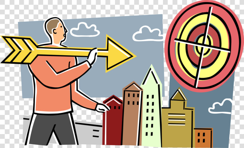 Vector Illustration Of Businessman Aims Arrow At Target   Illustration  HD Png DownloadTransparent PNG