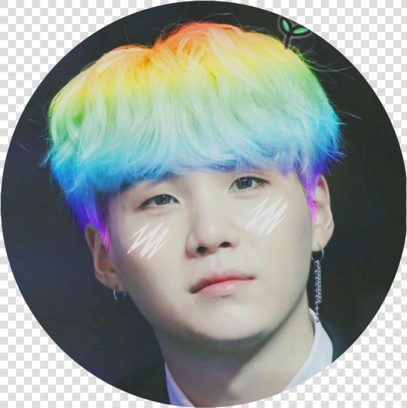 Min Yoongi Minyoongi Suga Agustd Bts Rainbow Kawaii   Bts Suga Rainbow Hair  HD Png DownloadTransparent PNG