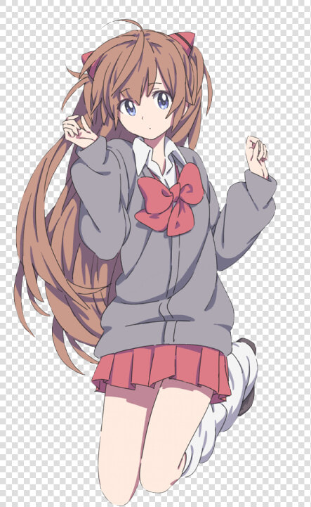 Cartoon anime brown Hair mouth school Uniform black   Cute Anime Girl Transparent  HD Png DownloadTransparent PNG