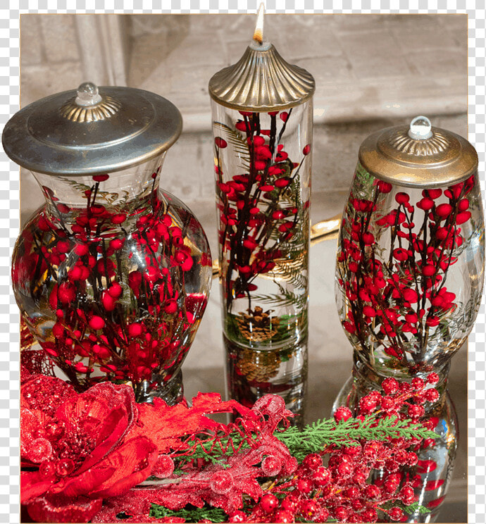 Red Berry Oil Candles   Floral Design  HD Png DownloadTransparent PNG