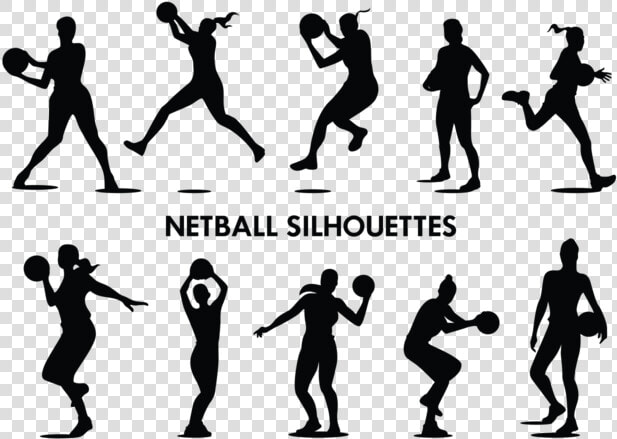 Netball Player Silhouettes Vector   Netball Silhouettes  HD Png DownloadTransparent PNG