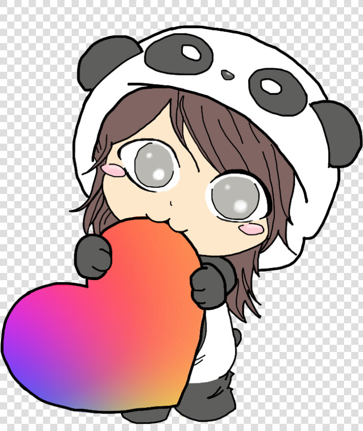  cute  kawaii  panda  chibi  girl  love  heart  freetoedit   Chibi Panda Girl  HD Png DownloadTransparent PNG