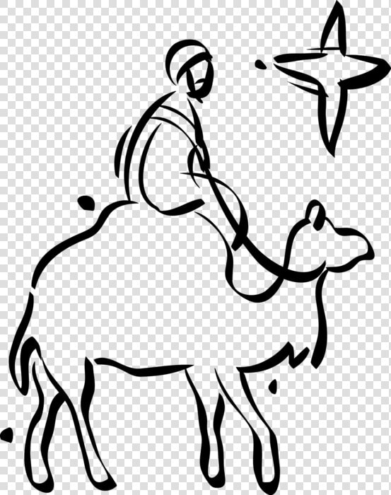 Vector Illustration Of Festive Season Christmas Wise   Man Riding A Camel Drawing  HD Png DownloadTransparent PNG