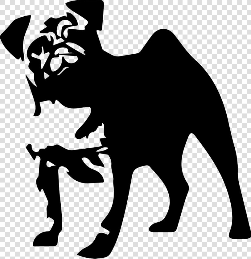 Pug Bulldog Stencil Clip Art   Black And White Pug Silhouette  HD Png DownloadTransparent PNG