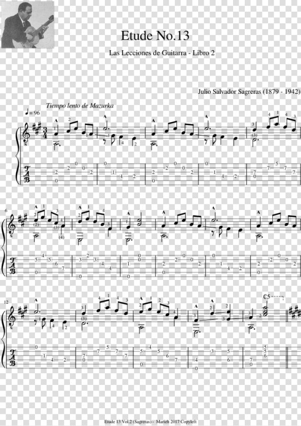 Etude No 3 From Book Ii Julio Sagreras Sheet  HD Png DownloadTransparent PNG