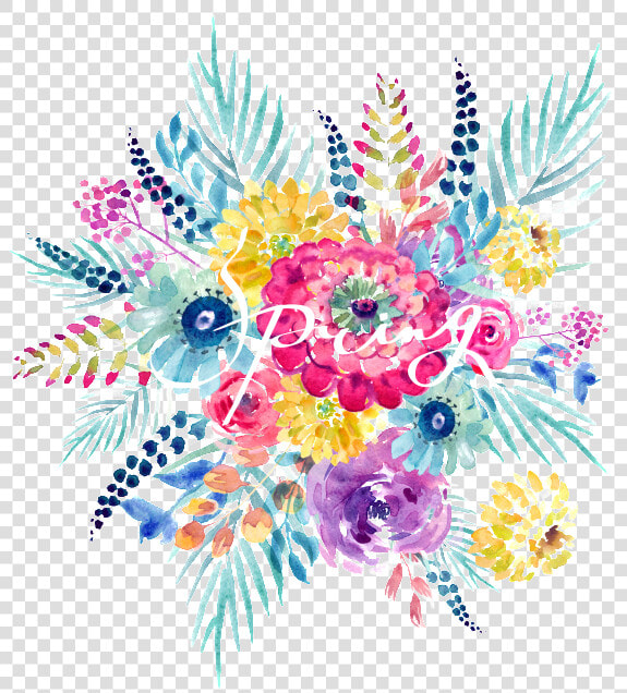 Dazzling Flower Bushes With Transparent Material   Watercolor Painting  HD Png DownloadTransparent PNG