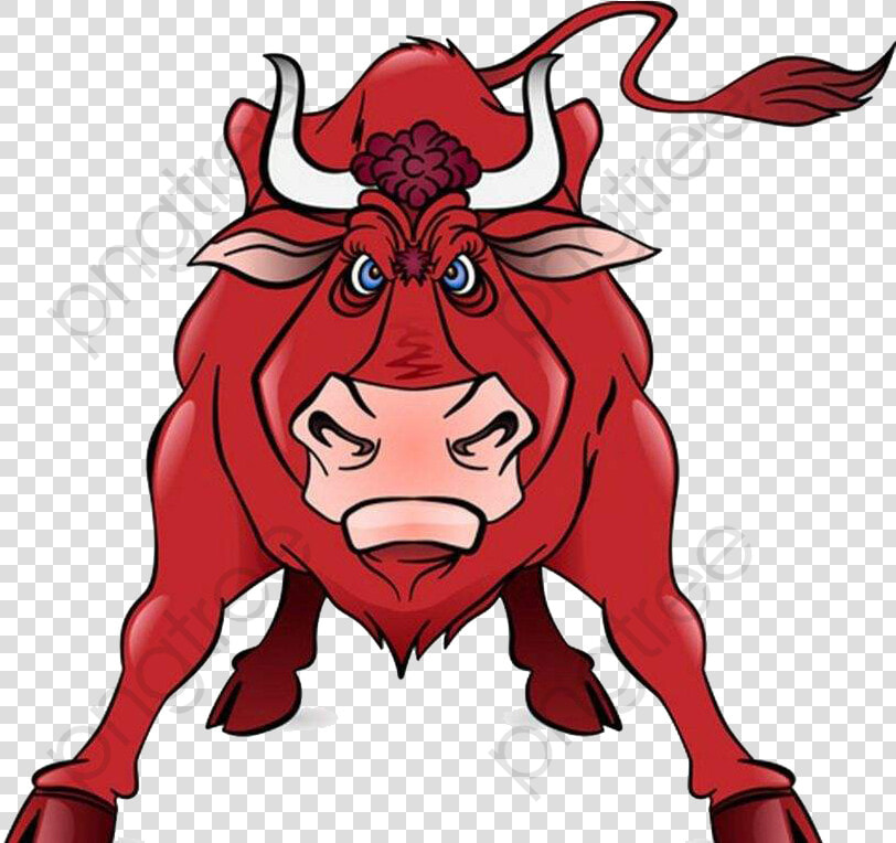 Anger Front Red Bull   Raging Bull Cartoon  HD Png DownloadTransparent PNG