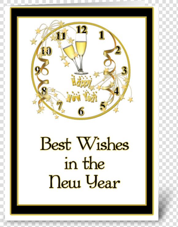 New Year  Gold Clock  Best Wishes Greeting Card   Crest  HD Png DownloadTransparent PNG