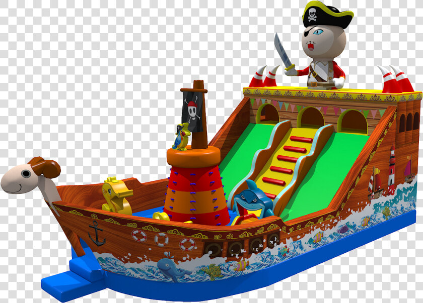 Thickened Pvc Pirate Ship Inflatable Castle With Slide   Boat  HD Png DownloadTransparent PNG