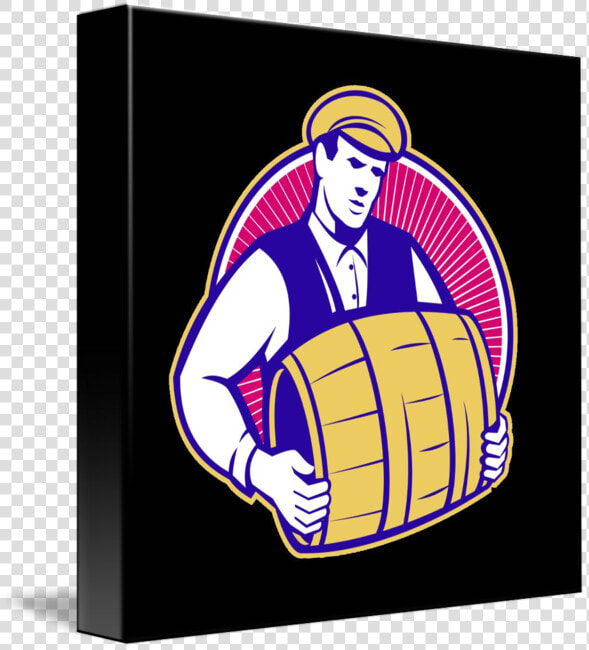 Bartender Carrying Beer Keg Retro Round Ornament   Illustration  HD Png DownloadTransparent PNG