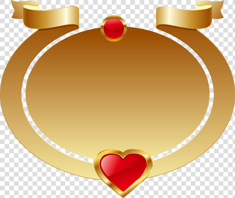 Gold Oval Frame Red Heart shaped Ribbon  HD Png DownloadTransparent PNG