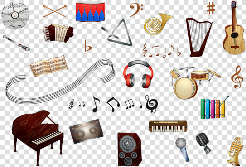 Music Instruments  Piano  Guitar  Cymbal  Organ  HD Png DownloadTransparent PNG