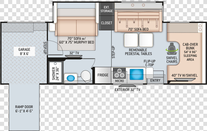 2020 Outlaw Class C Toy Hauler 29s Floor Plan   2020 Thor Motor Coach Outlaw C 29s  HD Png DownloadTransparent PNG