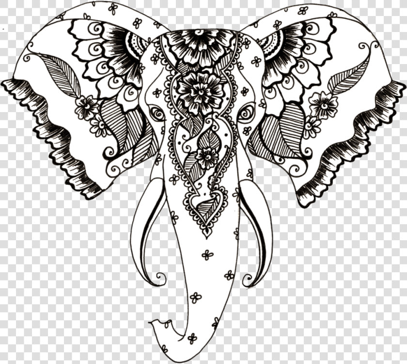 African Elephant Henna Tattoo Drawing   Elephant Tattoo Png  Transparent PngTransparent PNG