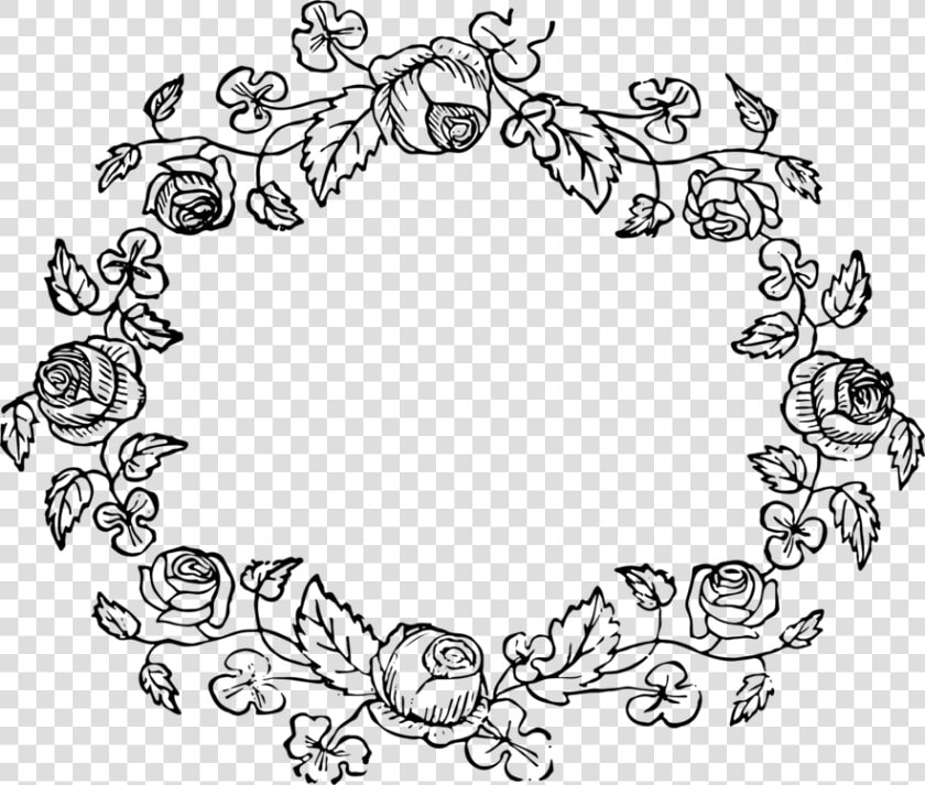 Wreath Floral Design Rose Flower Drawing   Rose Wreath Clipart Black And White  HD Png DownloadTransparent PNG