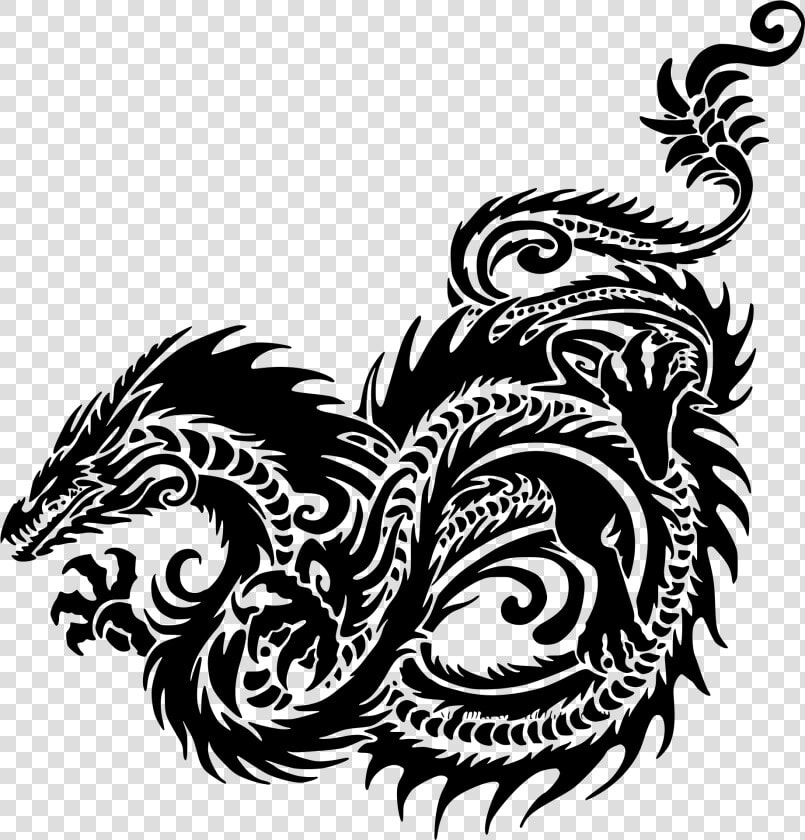 Dragon Silhouette Black   Chinese Dragons  HD Png DownloadTransparent PNG