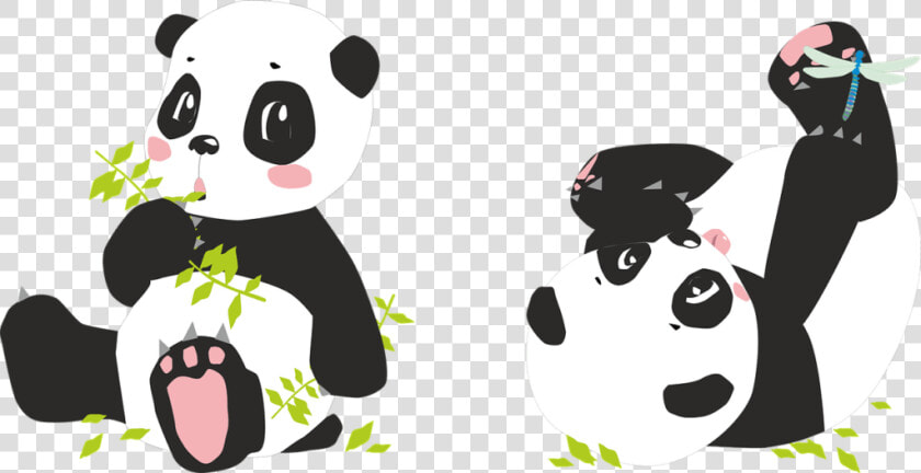 Panda  Pandas  Bear  Dragonfly  Bamboo  Black  White   Love Missing You Already  HD Png DownloadTransparent PNG