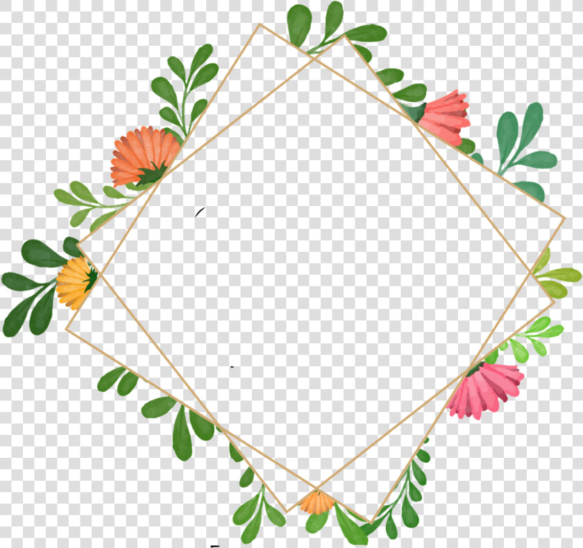 Flowers Geometricshapes Geometric Frame Border Wreath   Transparent Background Geometric Frame Png  Png DownloadTransparent PNG