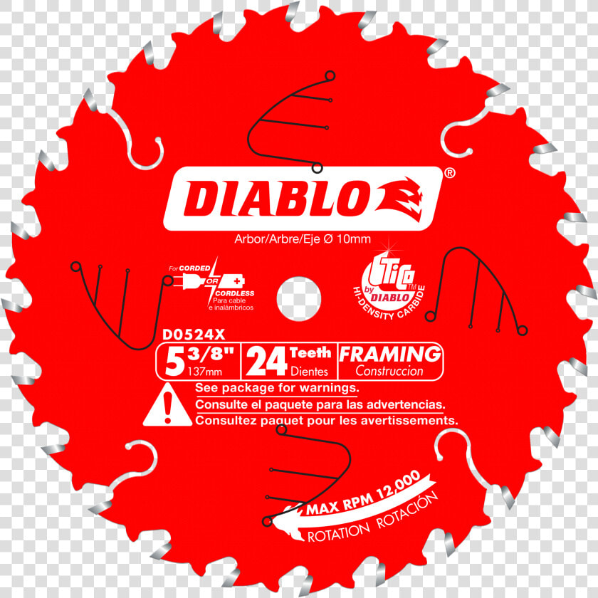 Diablo™ Blades 5 3 8 In   Diablo 165mm Saw Blade  HD Png DownloadTransparent PNG