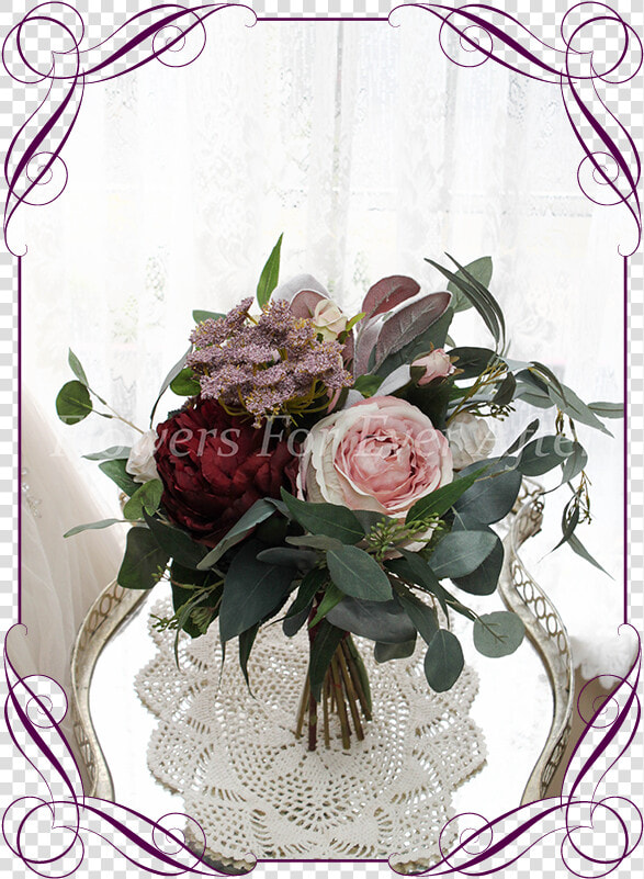 Silk Artificial Dusty Pink  Blush  Mauve  And Burgundy   Flower Bouquet  HD Png DownloadTransparent PNG