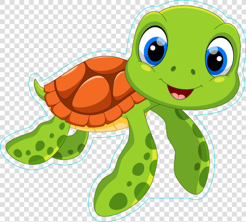 Cute Sea Turtle Cartoon Sticker   Cartoon Baby Sea Turtle  HD Png DownloadTransparent PNG