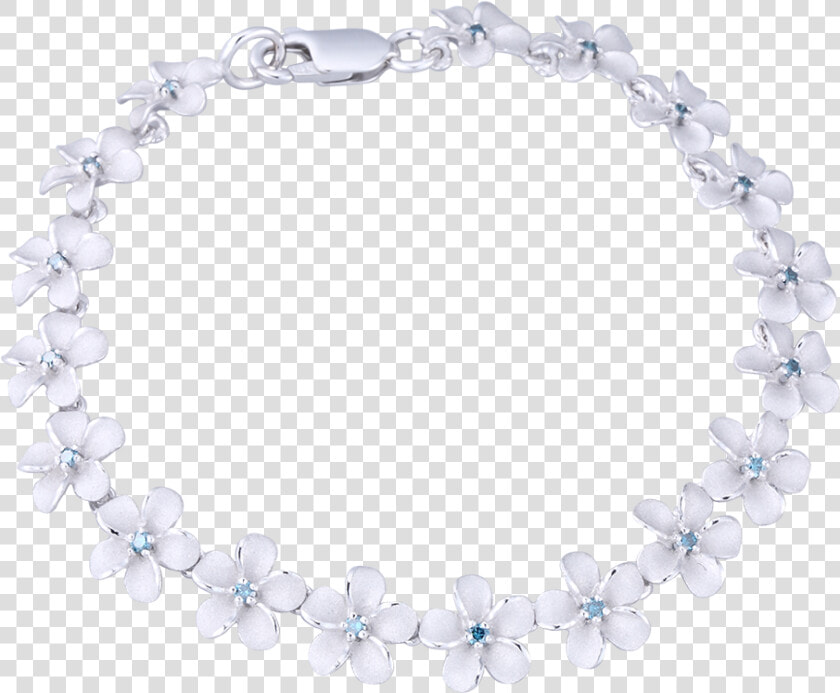 14k White Gold Plumeria Bracelet With 18 Blue Diamonds   Chettinad Diamond Necklace Designs  HD Png DownloadTransparent PNG