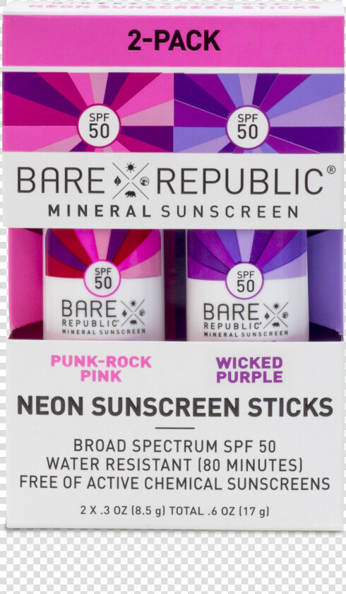 Bare Republic Mineral Spf 50 Neon Color Stick 3 Pack  HD Png DownloadTransparent PNG