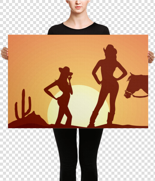 Cowgirl Silhouette Canvas   Watercolor Calvin And Hobbes  HD Png DownloadTransparent PNG