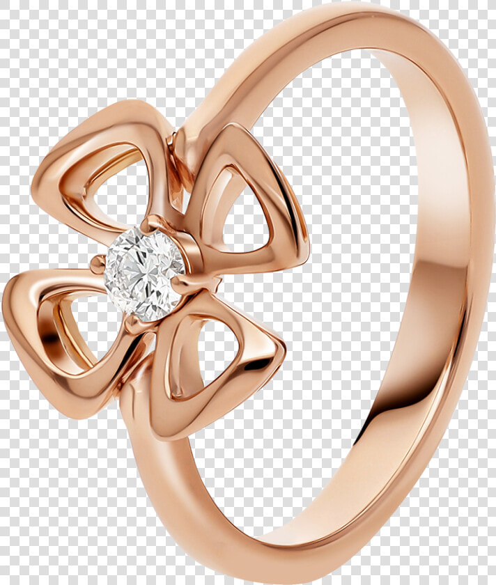 Fiorever 18 Kt Rose Gold Ring Set With A Central Diamond   Fiorever Ring Bvlgari  HD Png DownloadTransparent PNG