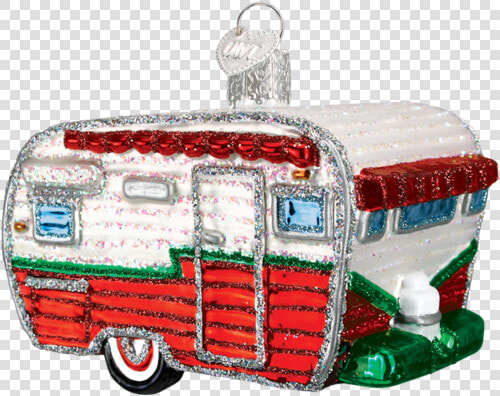 Old World Christmas Travel Trailer Glass Blown Ornament   Trailer Christmas Ornament  HD Png DownloadTransparent PNG