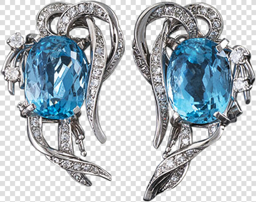 Aquamarine And Diamond Earrings  14 Carats   Earrings  HD Png DownloadTransparent PNG