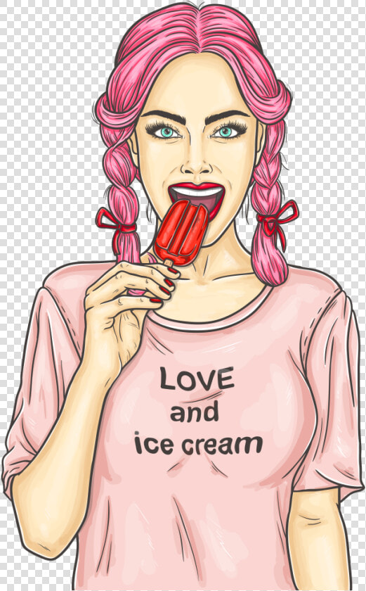 Girl Eating Ice Cream Png   Drawing Girl Eating Ice Cream  Transparent PngTransparent PNG