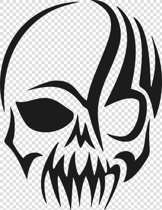 Tribal  Skull  Head  Cranium  Silhouette  Evil  Scary   Tribal Skull  HD Png DownloadTransparent PNG