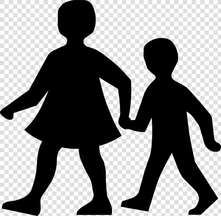 Children  Walking  Holding Hands  Silhouette  Black   Children Walking Clip Art  HD Png DownloadTransparent PNG