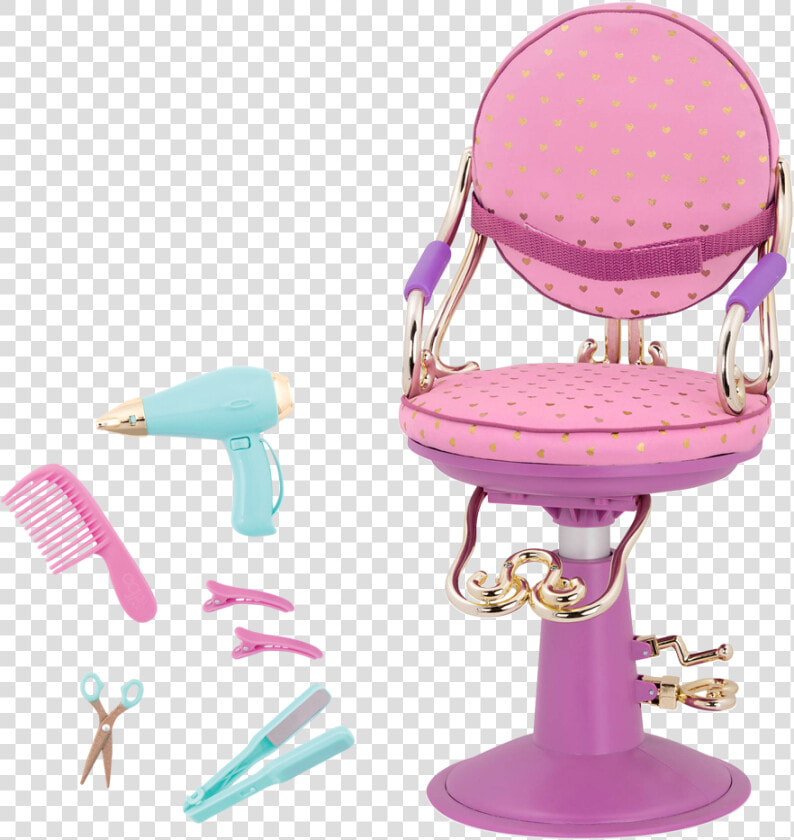 Sitting Pretty Salon Chair Gold Hearts Purple Base   Our Generation Chair  HD Png DownloadTransparent PNG