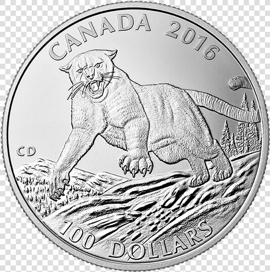 100 Silver Canadian Coin Cougar  HD Png DownloadTransparent PNG