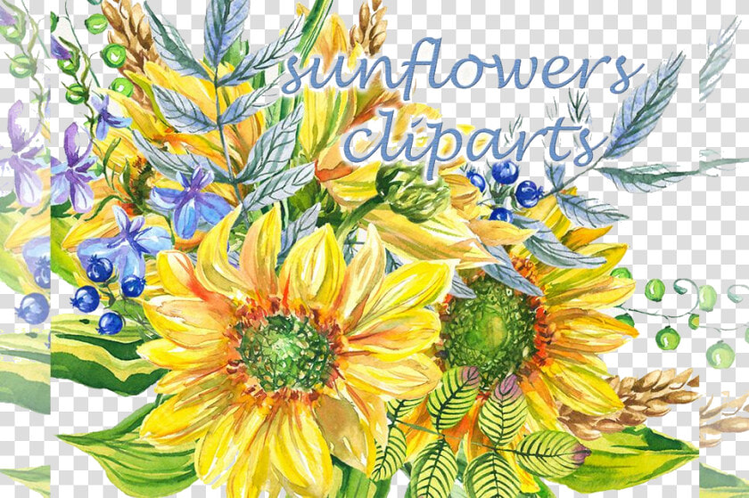 Sunflower Clipart Watercolor Floral Example Image Transparent   Sunflower  HD Png DownloadTransparent PNG