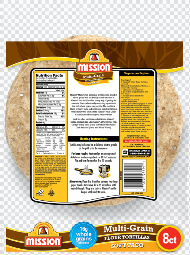 Multigrain Soft Taco Flour Tortillas Mission Foods   Mission Multigrain Soft Taco  HD Png DownloadTransparent PNG