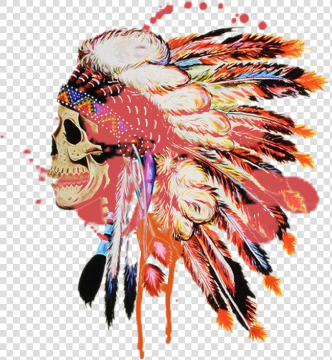  skull  indian  feathers  colourful  HD Png DownloadTransparent PNG